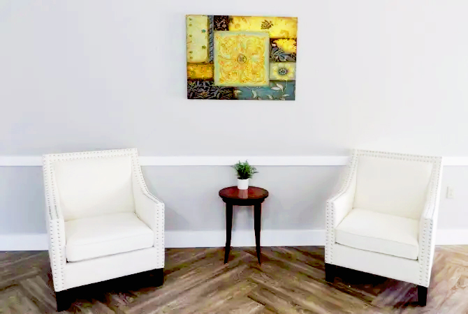 Elegant lounge area with comfortable seating